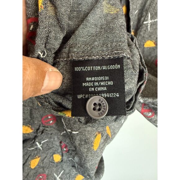 Marvel Deadpool Taco Short Sleeve Button Up Shirt Men's 3XL Gray Grunge Comic - Picture 5 of 5
